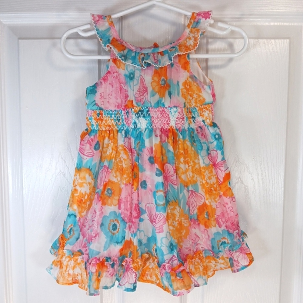 NWOT Youngland Kids Fit & Flare Floral Sleeveless Dress Baby Girl Size 12M